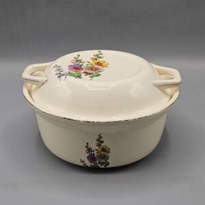 Vintage Universal Potteries Floral Casserole Made In USA Oven Proof Cottagecore